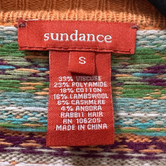 Sundance Folkloric Fair Isle Small Shawl Wrap Cardigan Sweater Cashmere Wool - Picture 2 of 11